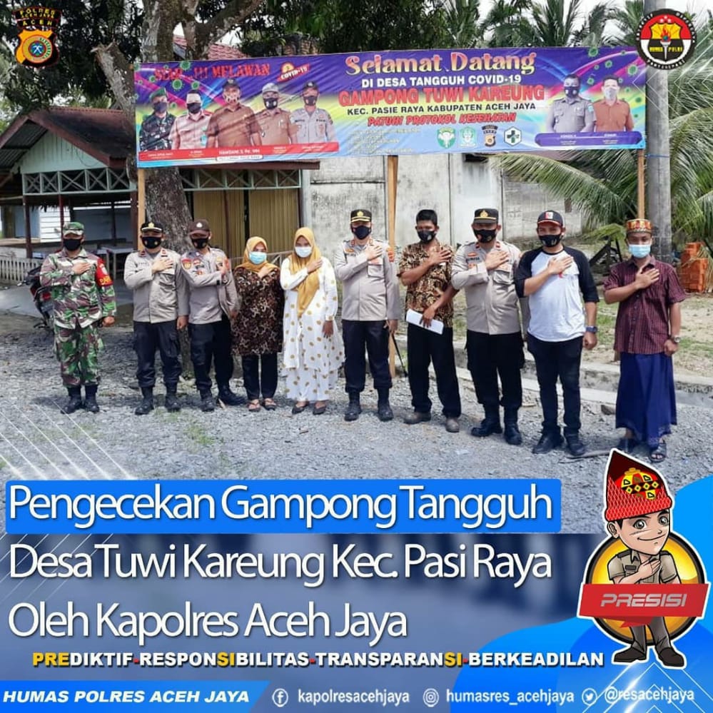 Foto Peninjauan Gampong Tangguh Covid-19 oleh Kapolres Aceh Jaya